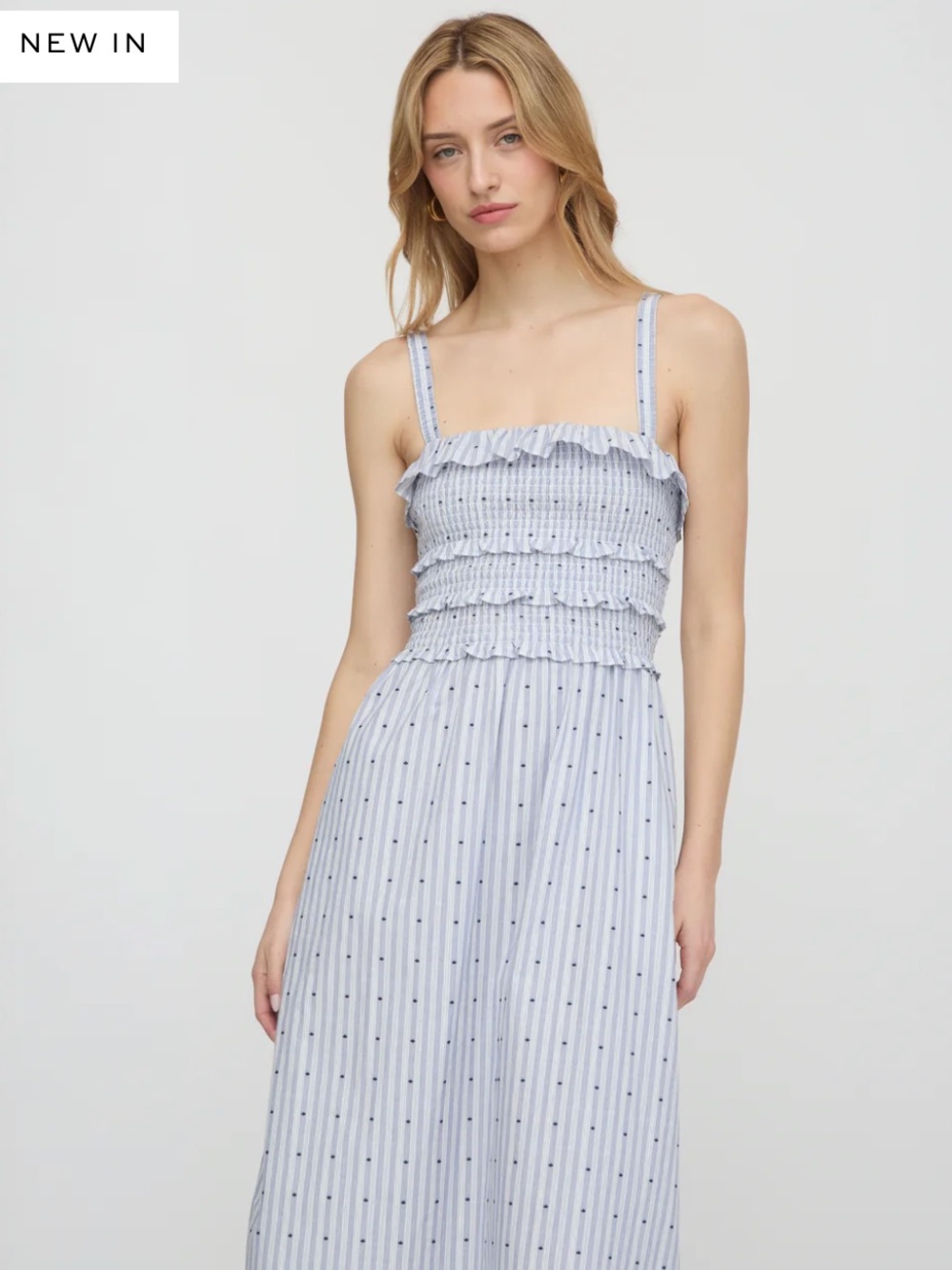 Hill House Home The Analise Nap Dress in  Blue Swiss Dot Blue White Size XL